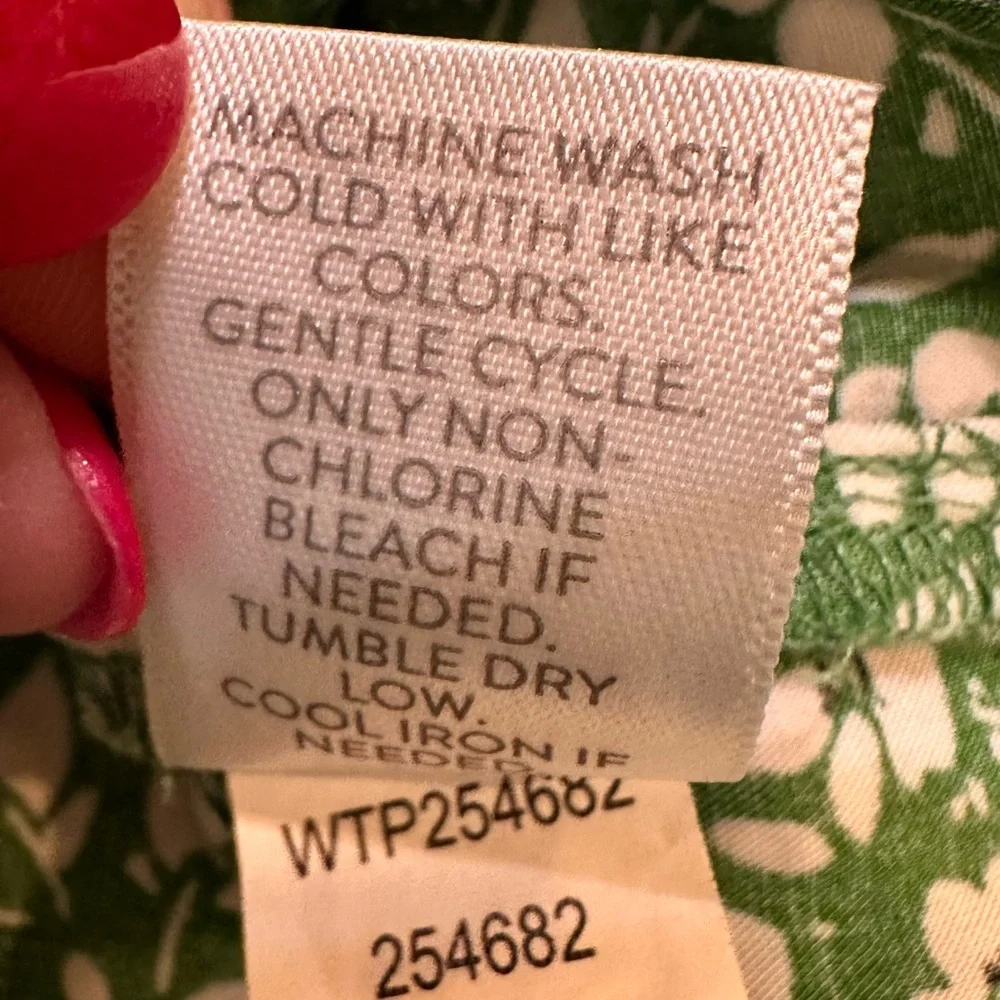 J Jill Rayon Green Ditsy Floral Print‎ Henley Neck Long Sleeve Tunic Size XLP - Picture 9 of 11